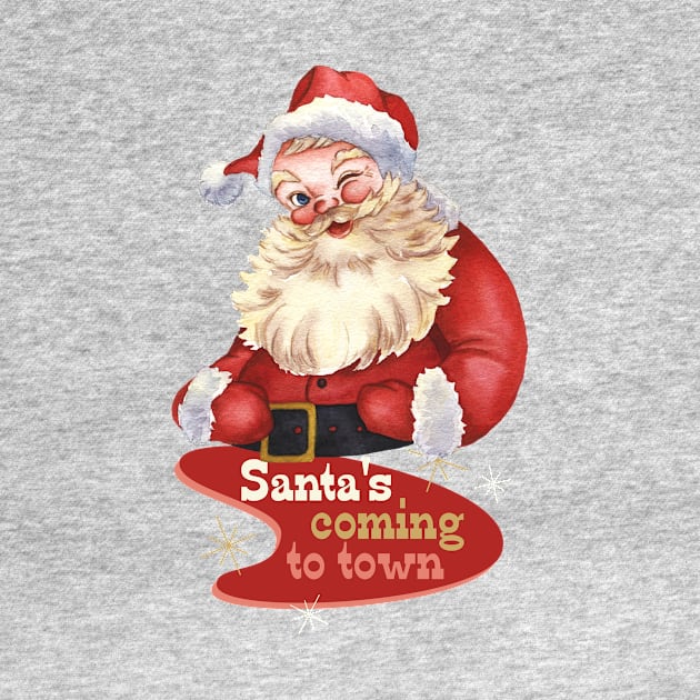 Retro Vintage Santa Claus Christmas by TammyWinandArt